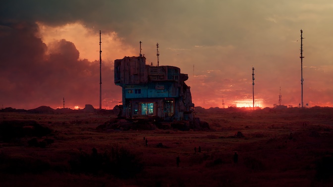 We make it back to the station as the rouge sunset flares on the horizon over the group of small structures in our research outpost.